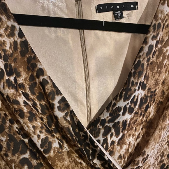Tiana B. NEW Brown Chiffon Animal Print Knee-Length Summer Career Dress 10 - Picture 2 of 2